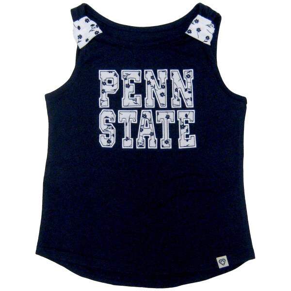 youth girls navy tank top with white floral Penn State